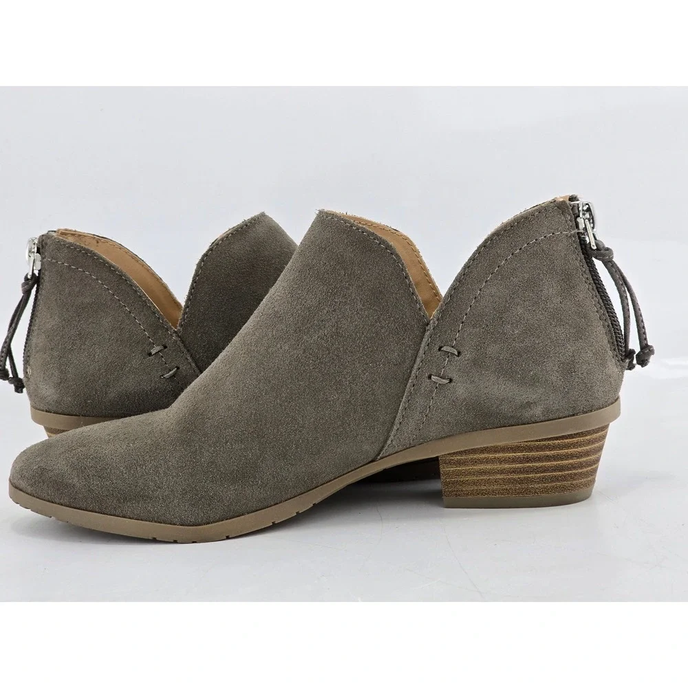 Kenneth Cole Reaction Sideway Ankle Boots Women 6 Grey Suede Zip Back